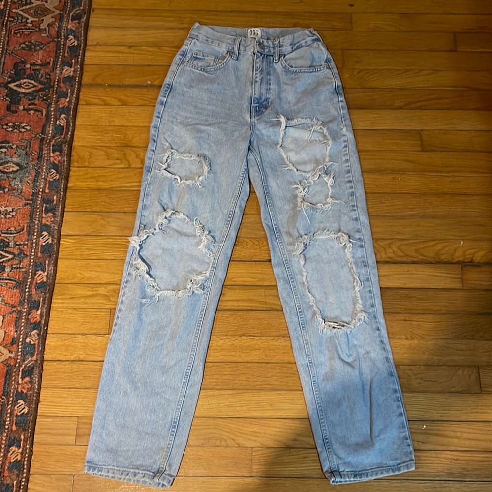 Urban Outfitters BDG blue jeans, heavily ripped